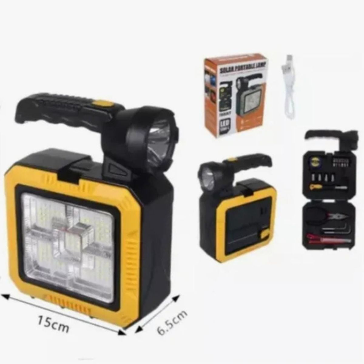 GENERICO - Linterna Frontal Lámpara Solar Power Bank Kit Herramientas