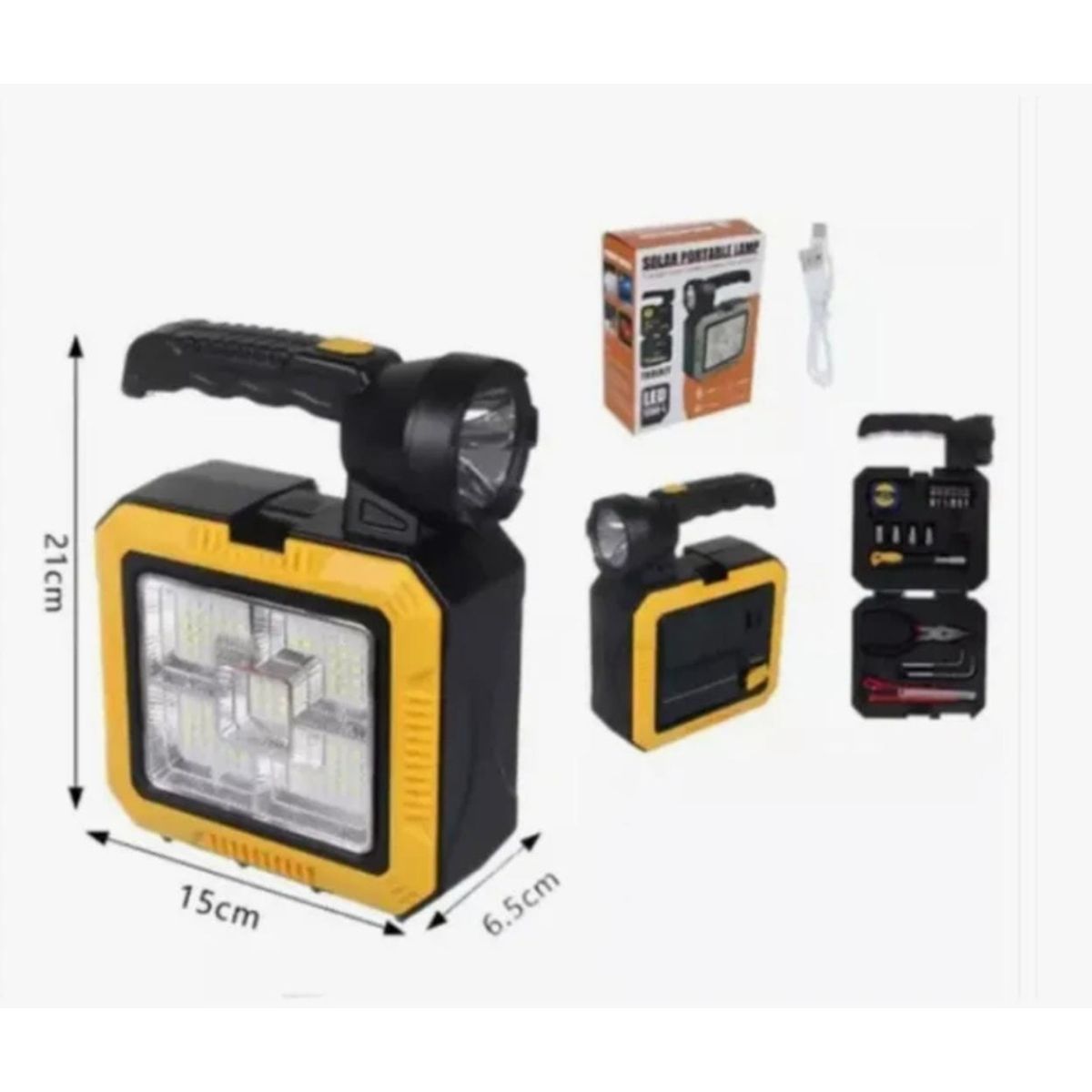 GENERICO - Linterna Frontal Lámpara Solar Power Bank Kit Herramientas