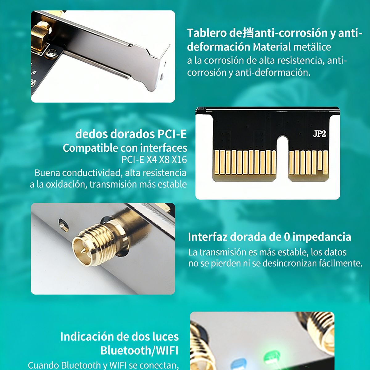 GENERICO - Tarjeta WiFi 6 Intel AX1800 PCIe 1800 Mbps con Bluetooth 5.2