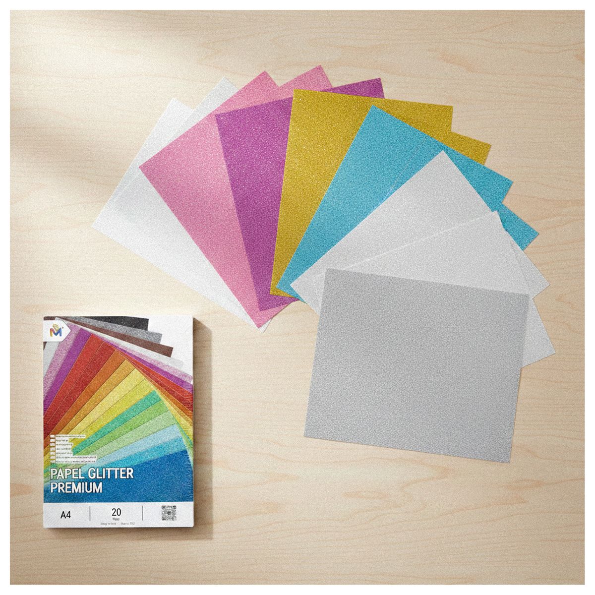 MALIK - 200 Hojas Papel Glitter Dorado - Mayorista Manualidades