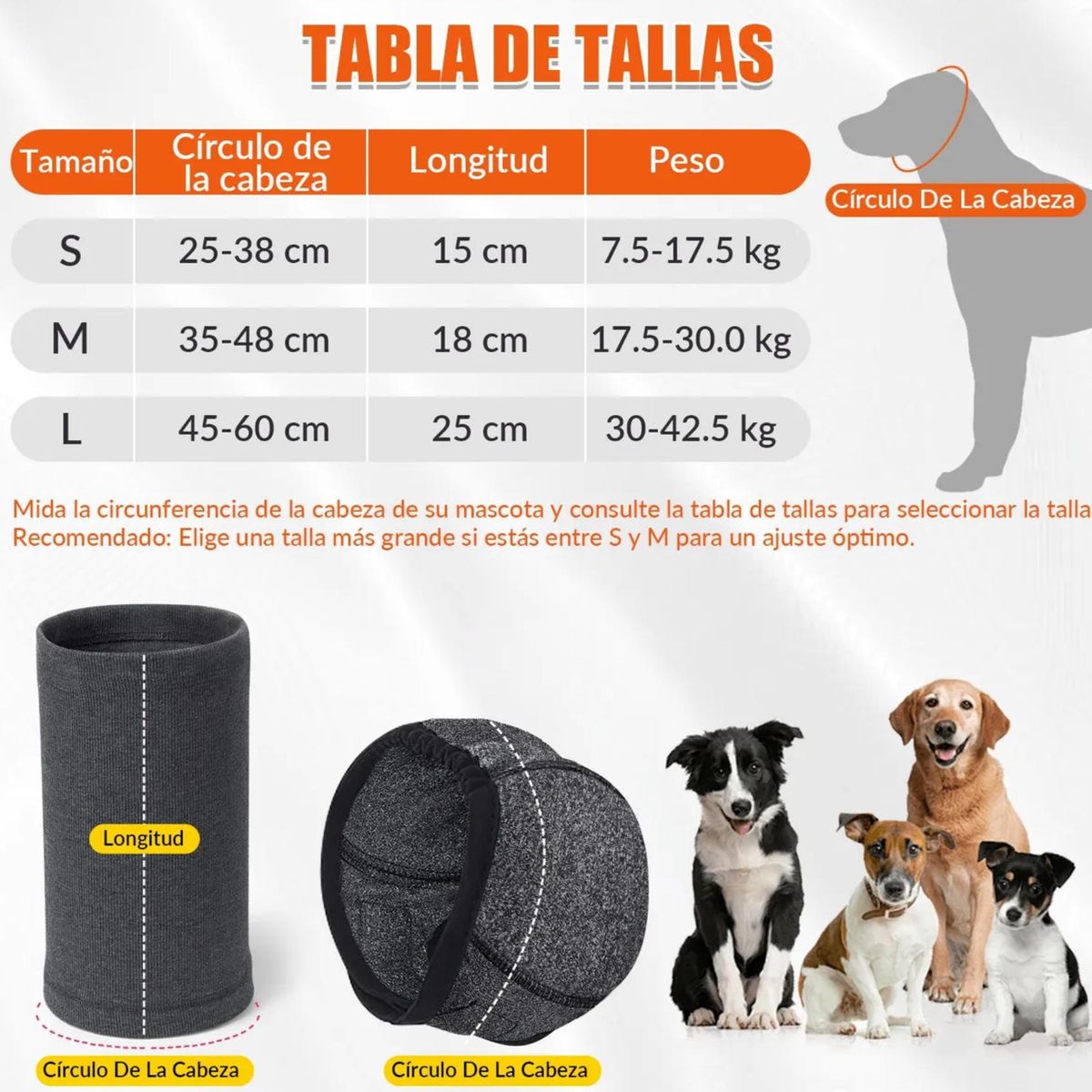 ATURE - 2pcs Cabeza Y Orejeras Para Perros Aislantes Ruido Ajustable M