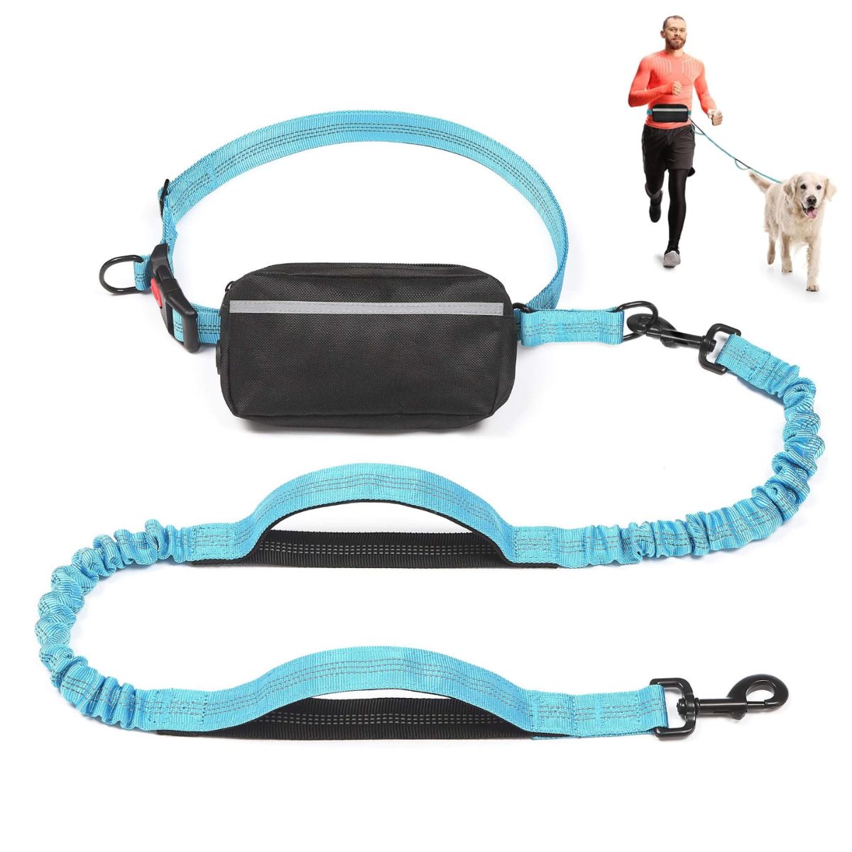 ATURE - Correa Resistente Para Correr Con Perro Con Riñonera Incluid Azul