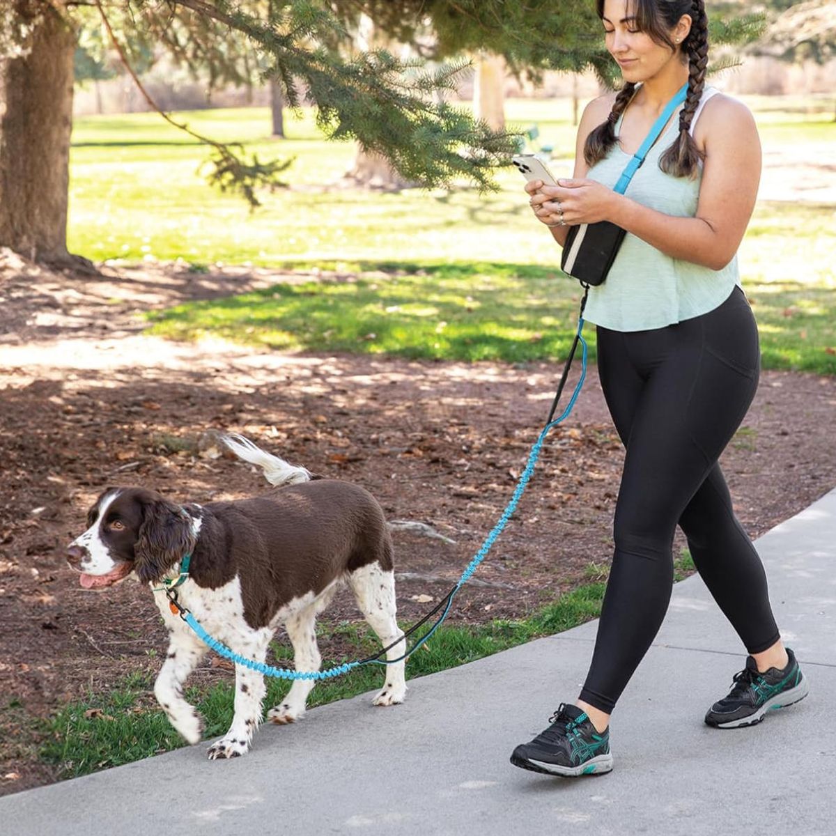 ATURE - Correa Resistente Para Correr Con Perro Con Riñonera Incluid Azul