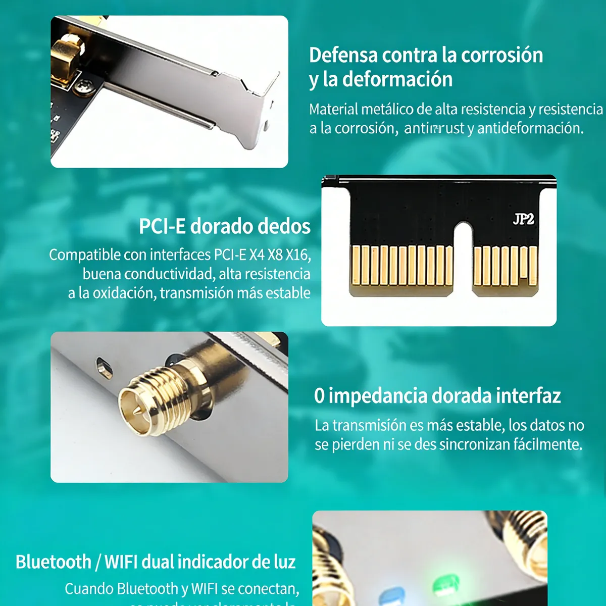 GENERICO - Tarjeta WiFi 6 AX1800 PCIe - Velocidad de 1800 Mbps con Bluetooth 5.2