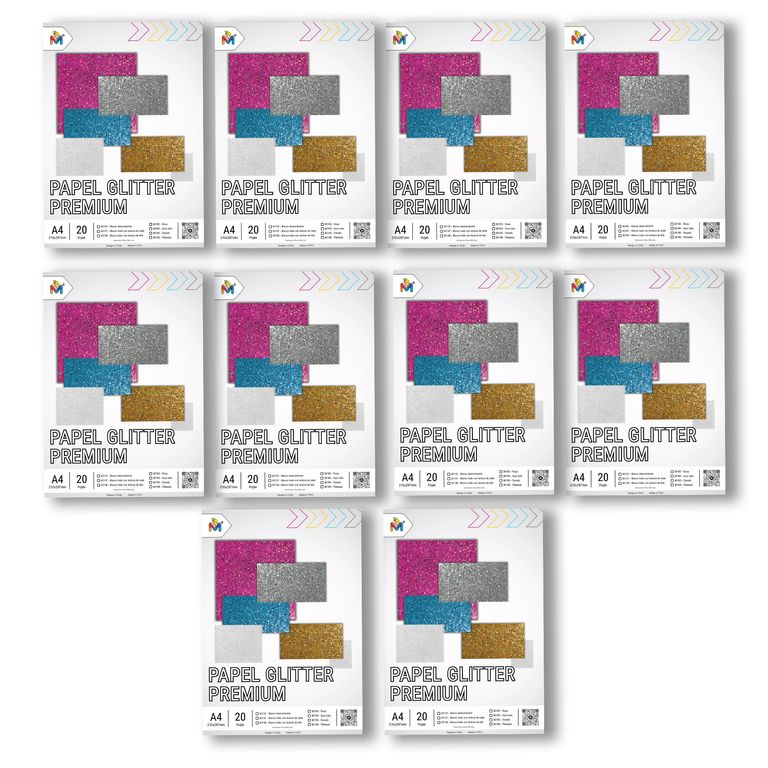 10 Unidades Papel Glitter Plateado - 200 Hojas Candy Bar