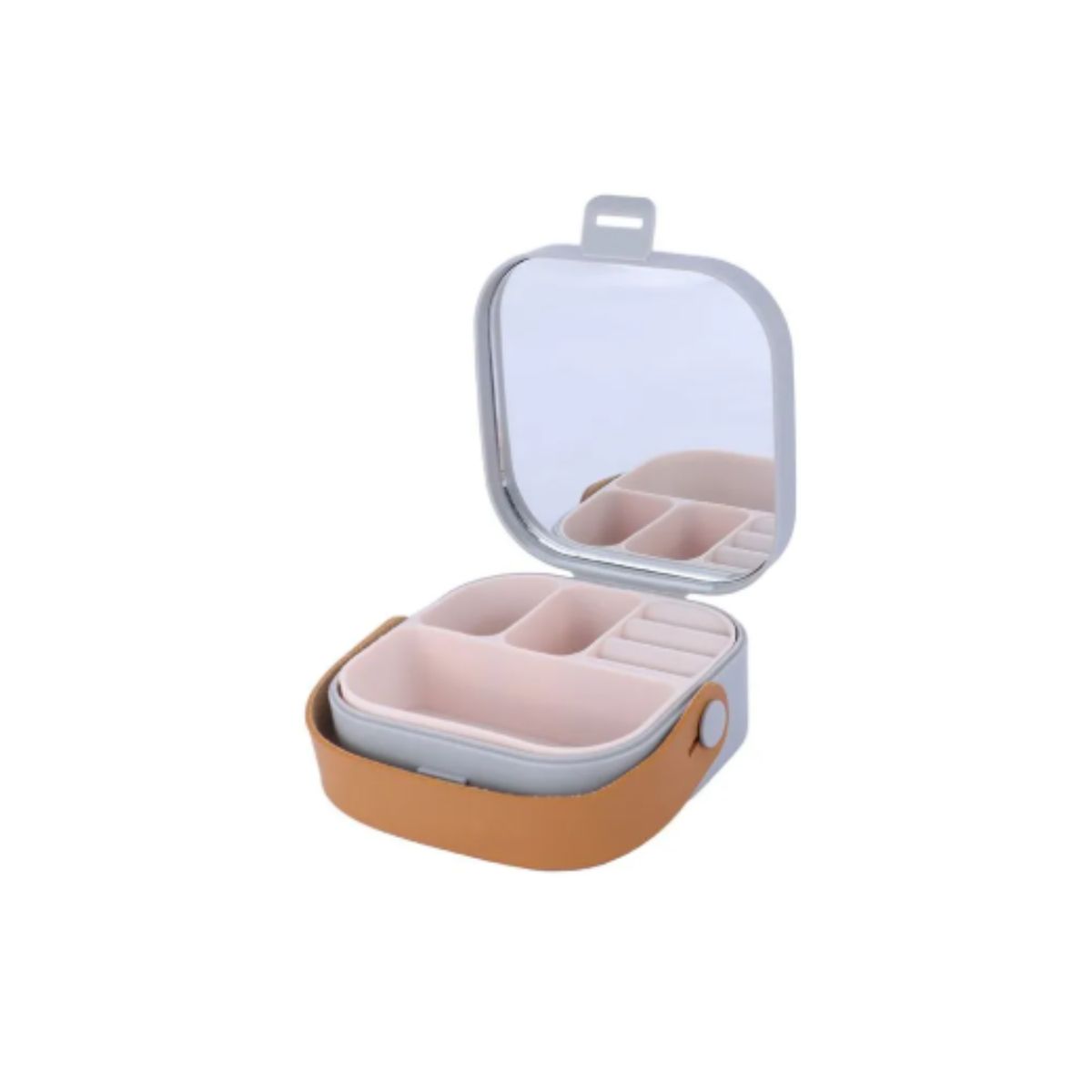 GENERICO - Joyero Organizador Portátil De Mano Joyas Cuerina Pequeño Color Gris