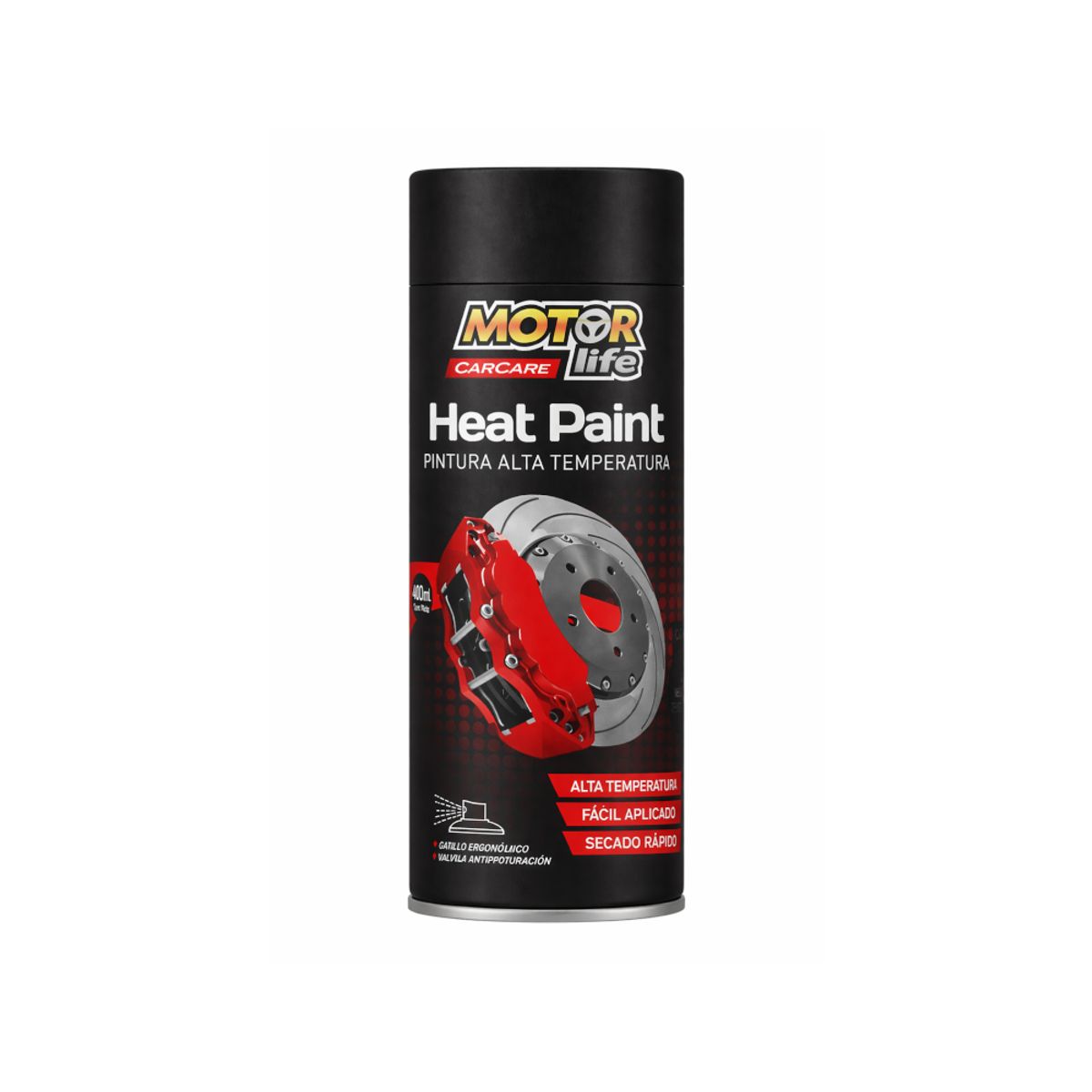 MOTORLIFE - Pintura Alta Temperatura 400ml Caliper Negro Brillante