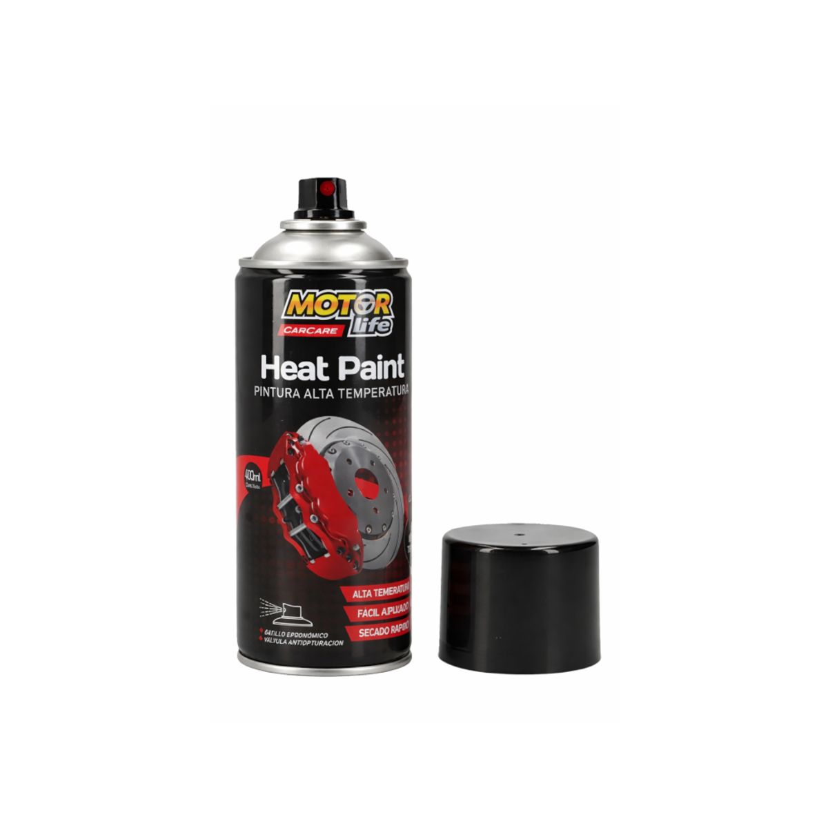 MOTORLIFE - Pintura Alta Temperatura 400ml Caliper Negro Brillante