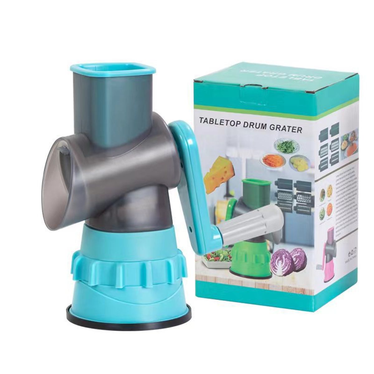 GENERICO - Rallador De Tambor Multifuncional  Cortes Rápidos Y Seguros Turquesa