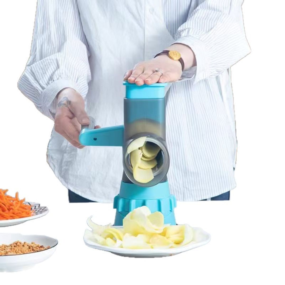 GENERICO - Rallador De Tambor Multifuncional  Cortes Rápidos Y Seguros Turquesa