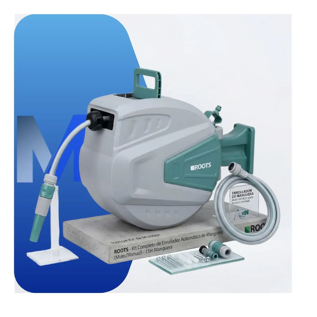 ROOTS - Enrollador Manguera Retractil 15m Roots Automatico Pared
