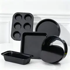 UMEXUS - Molde Redondo De Acero Inoxidable Para Pasteles Negro 5pzs