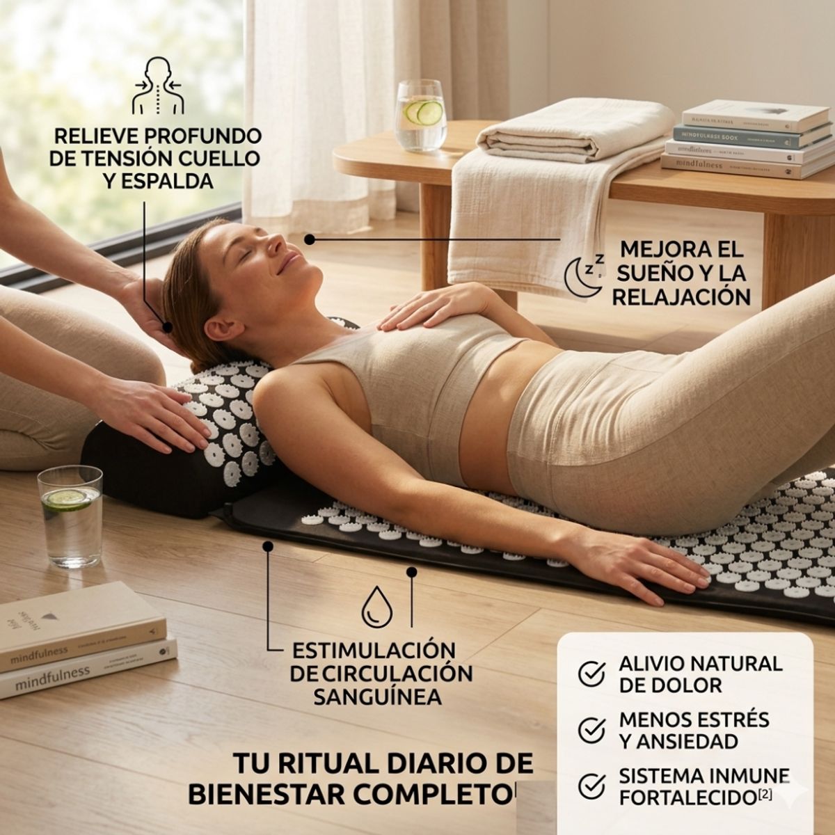 MOVI - Alfombra de Acupuntura Yoga con Cojín Antiestrés