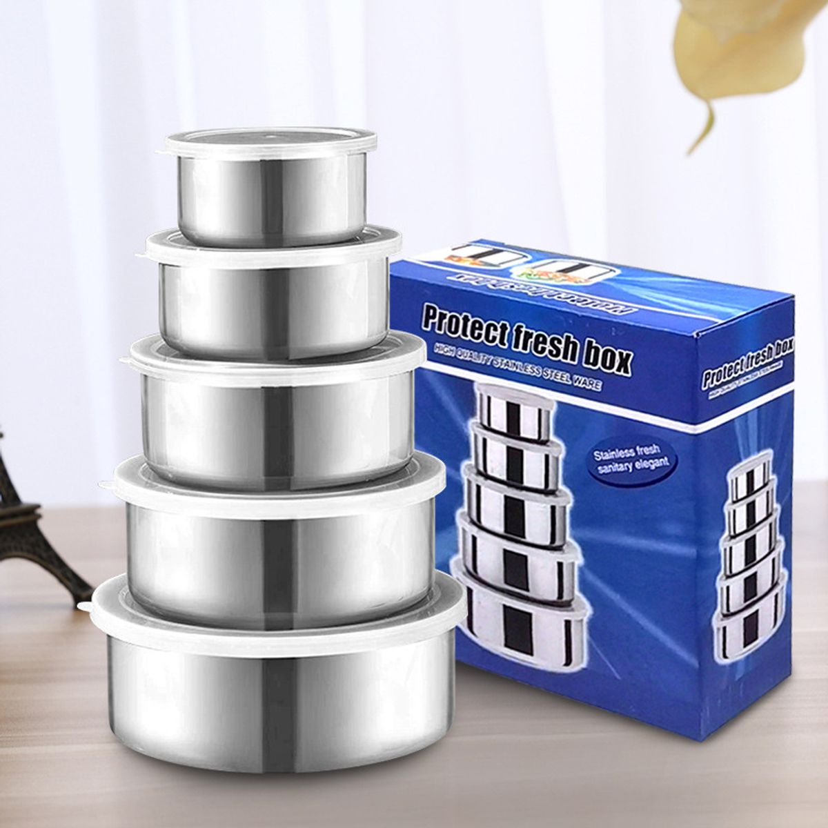 GENERICO - Set 5 Contenedor Tupper Tapper Bowl De Acero Inoxidable Plateado