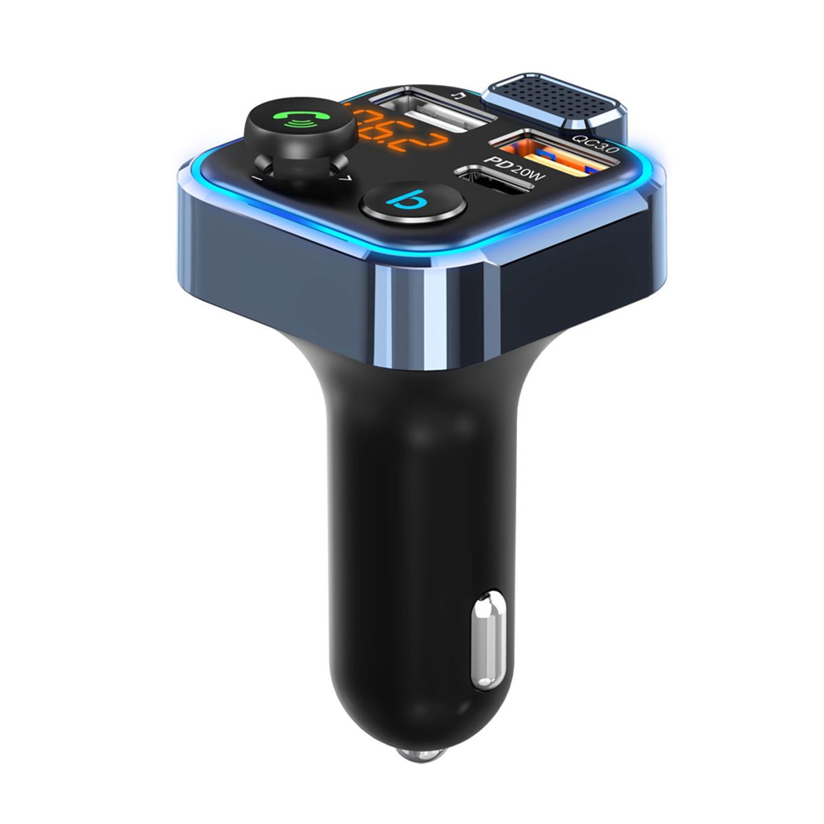 GENERICO - Receptor Bluetooth Auto Transmisor Fm Mp3 Carga Rápida 3.0 y tipo C