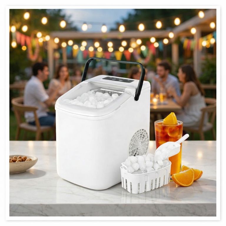 MOVI Maquina Para Hacer Hielo, 9 Cubos Cada 8 Minutos, 2 Tamaños de Cubos