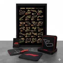 GENERICO - Set Colección Fórmula 1® 2026 Edición Limitada con Posavasos, Llavero NFC y Cuadro