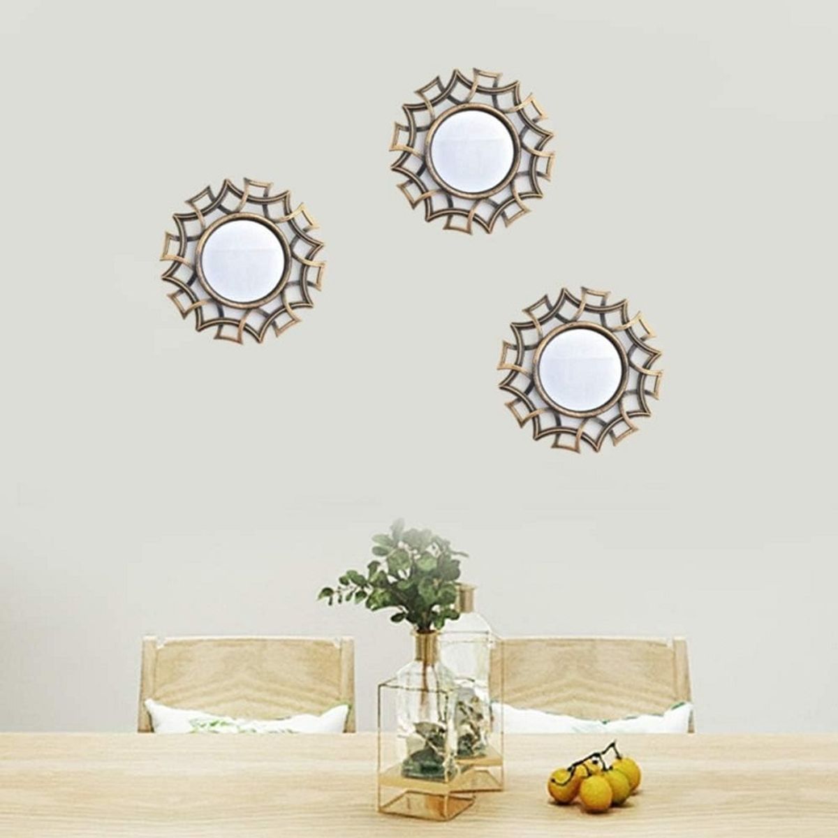 GENERICO - SET ESPEJOS REDONDO DECORATIVOS EN FORMA  GEOMÉTRICAS