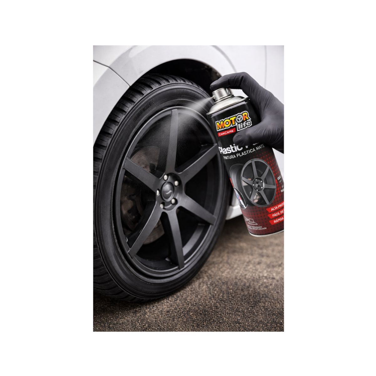 MOTORLIFE - Pintura Plasti Paint Negro Mate 450ml