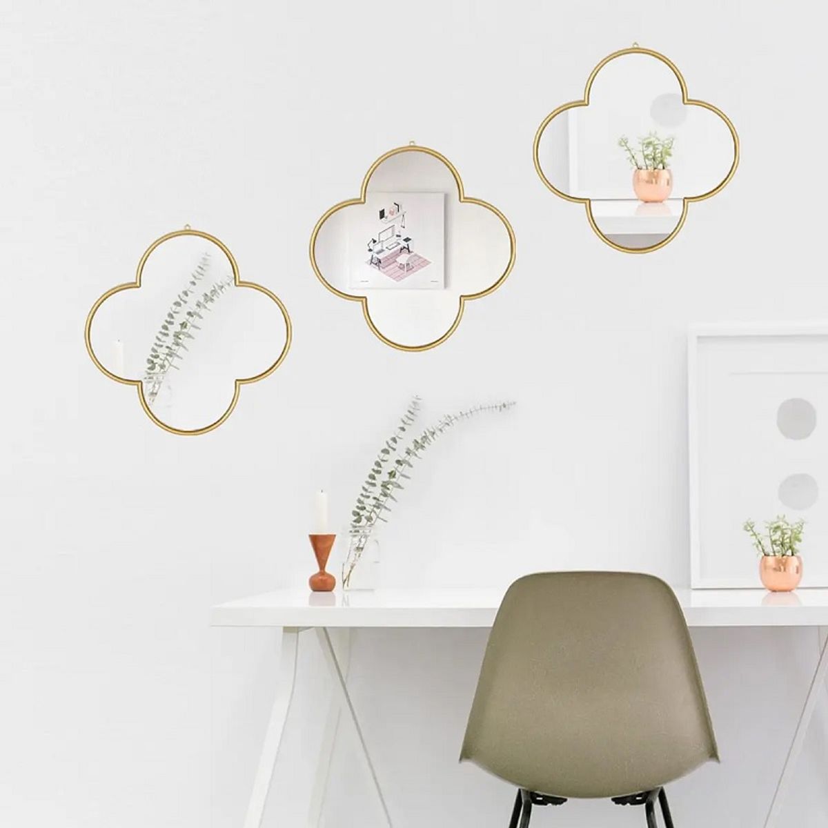 GENERICO - SET ESPEJOS TREBOL DECORATIVOS