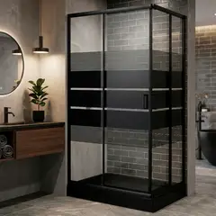 JOYTEK - Shower Rectangular Strava Negro 120x80x198cm Incluye Receptáculo