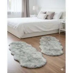 GENERICO - Juego de 2 Alfombra de pelo de Oveja sintetico ultra suave