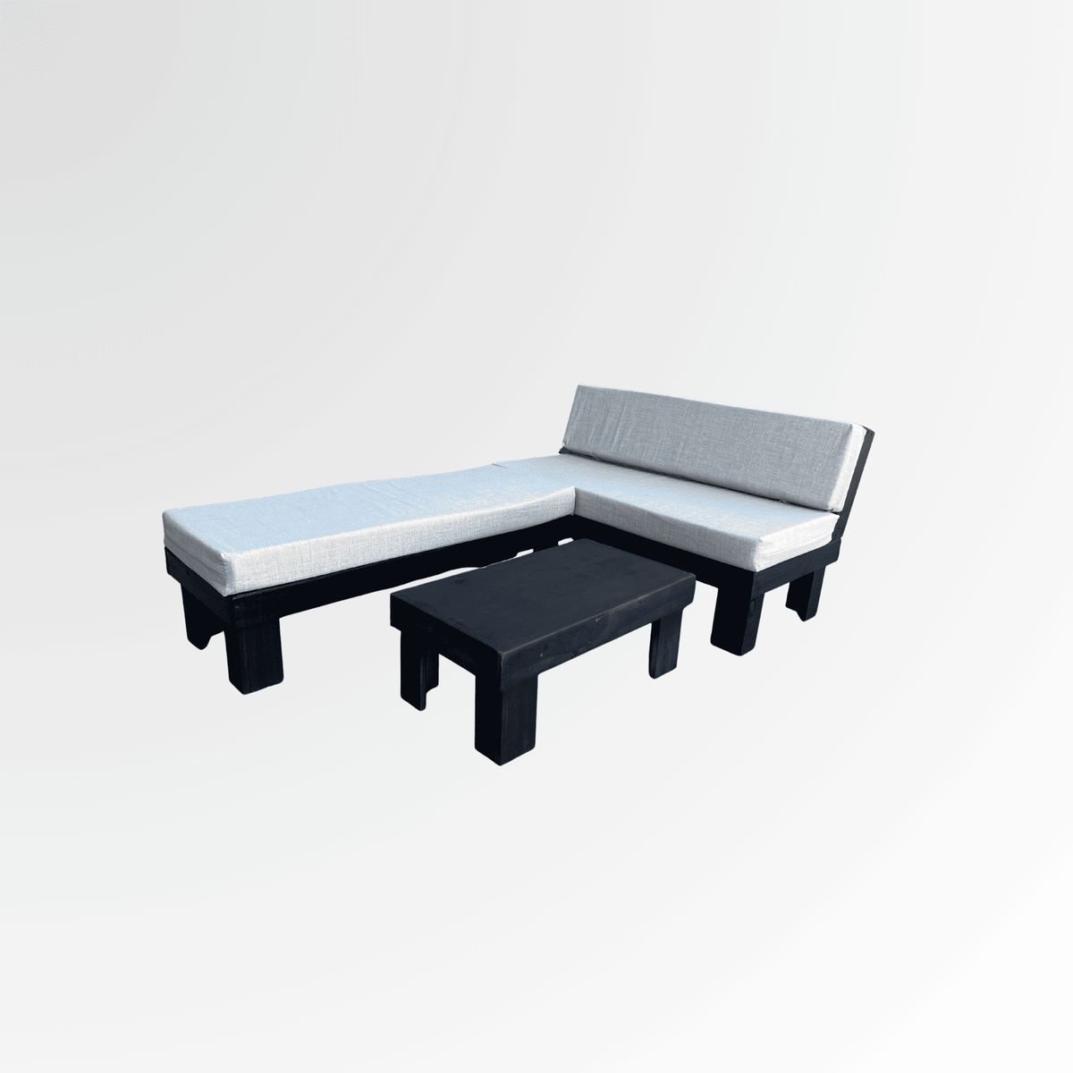 GENERICO - Set Living Terraza Negra Madera  + Mesa Centro