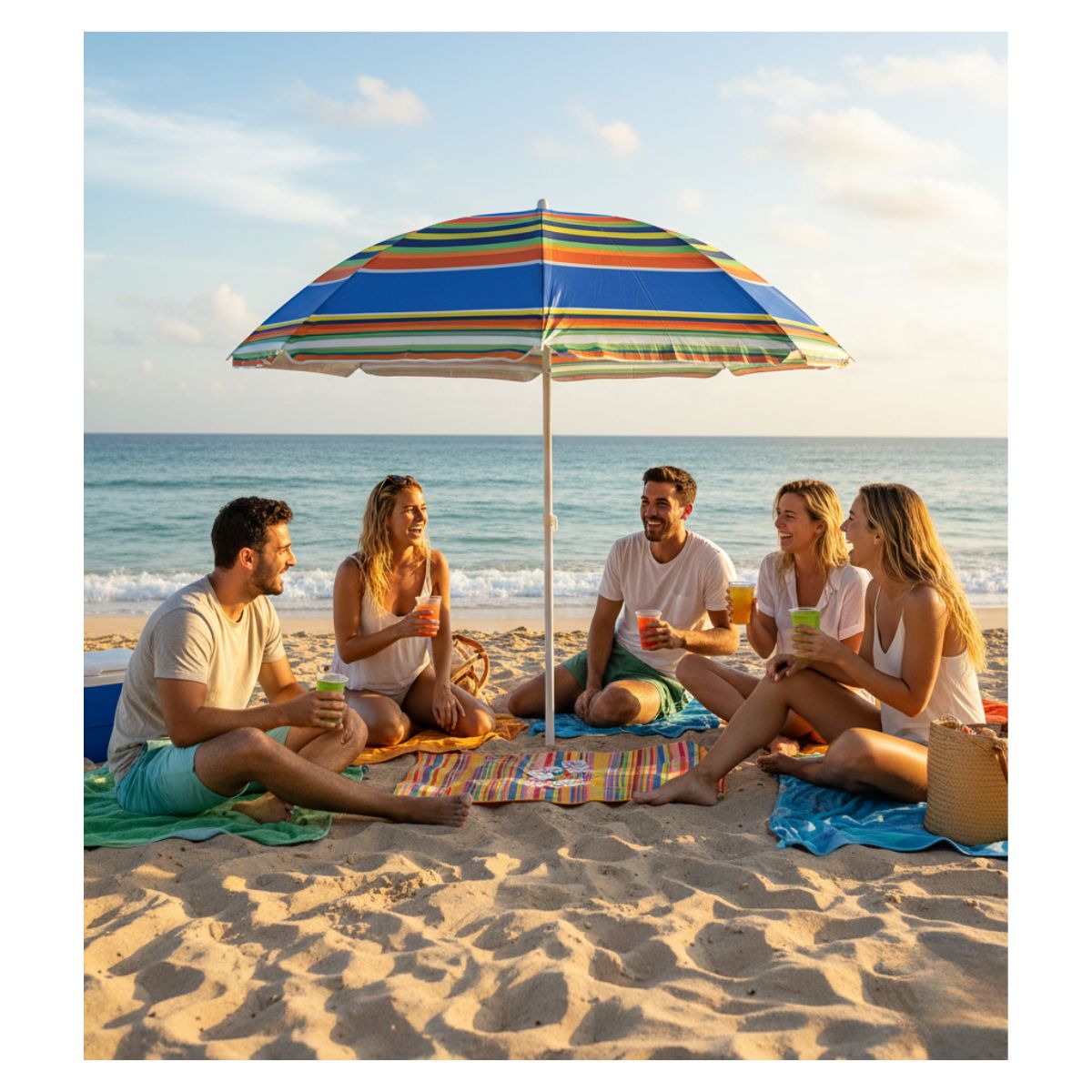 EKOL TACTICA MILITAR - Quitasol Paraguas Playa Protección UV Sombrilla Verano 150cm Mix Colores