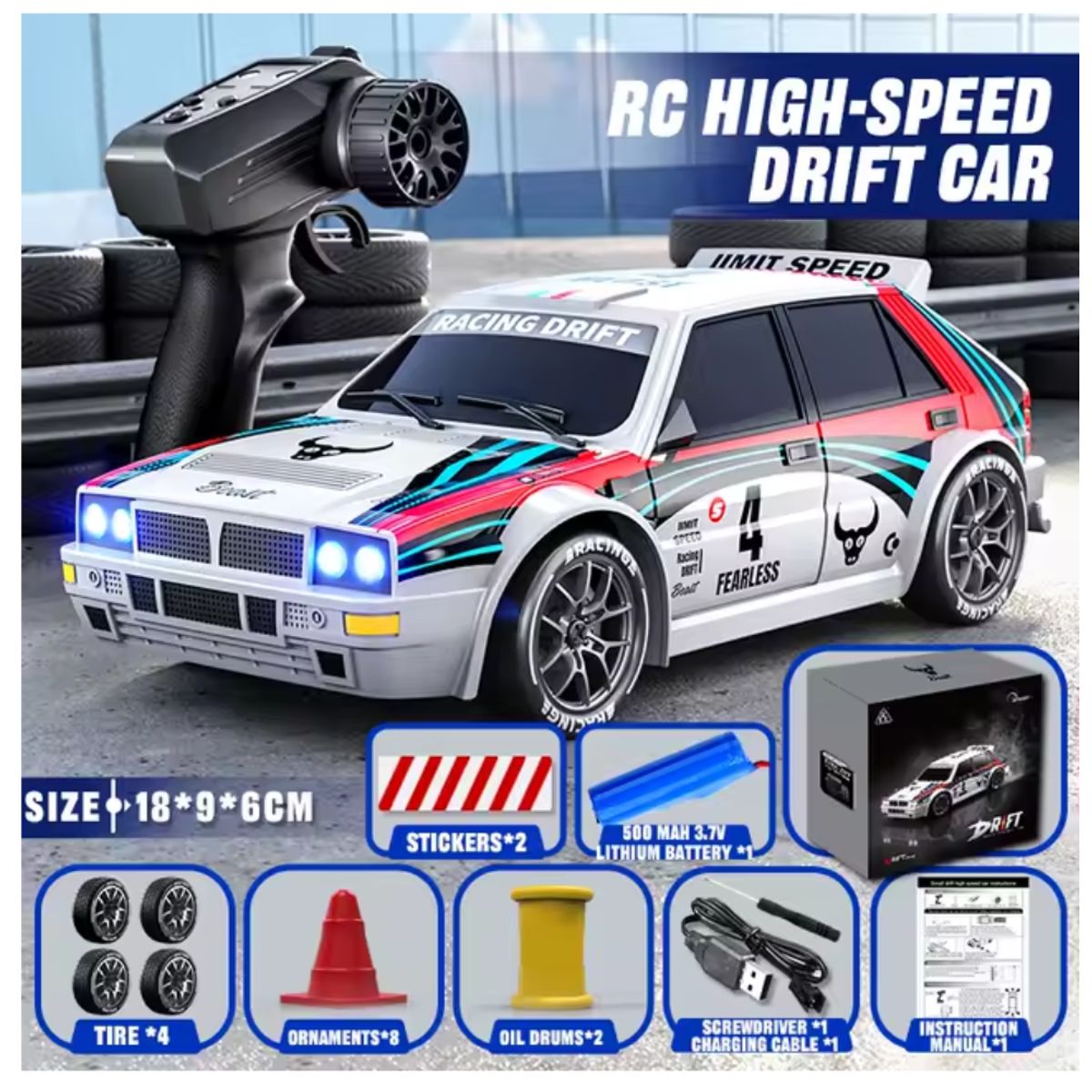GENERICO - Auto Control Remoto Lancia Delta Icono Rally Escala 124 drift 4x4
