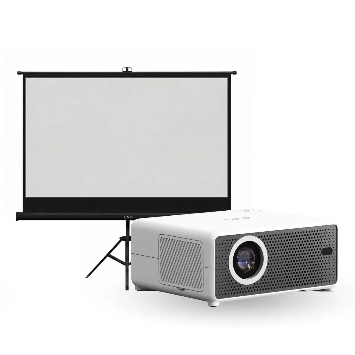 LEVO - Proyector Portátil Hexa 8000lm + Telón 60" Negro LEVO