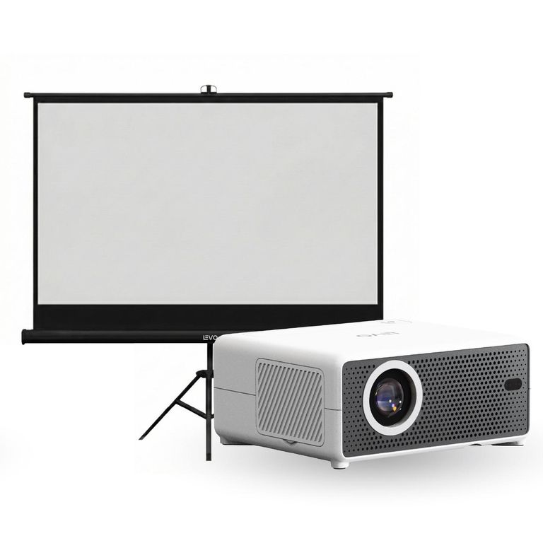 Proyector Portatil Hexa 8000lm + Telon 100" Negro
