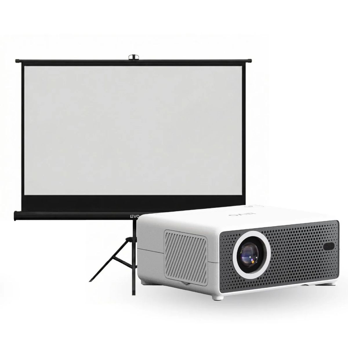 LEVO - Proyector Portátil Hexa 8000lm + Telón 100 Negro LEVO