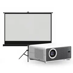 LEVO - Proyector Portátil Hexa 8000lm + Telón 100" Negro