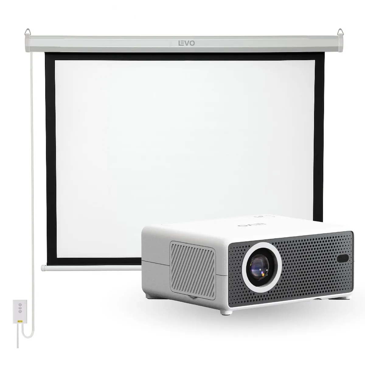 LEVO - Proyector Portátil Hexa 8000lm + Telón Eléctrico 100" LEVO