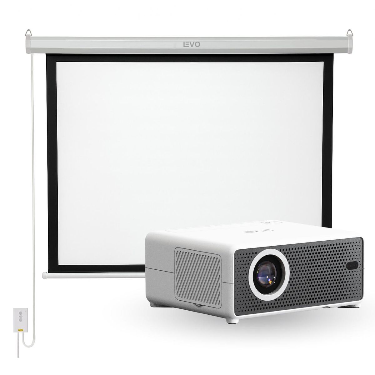 LEVO - Proyector Portátil Hexa 8000lm + Telón Eléctrico 100" LEVO