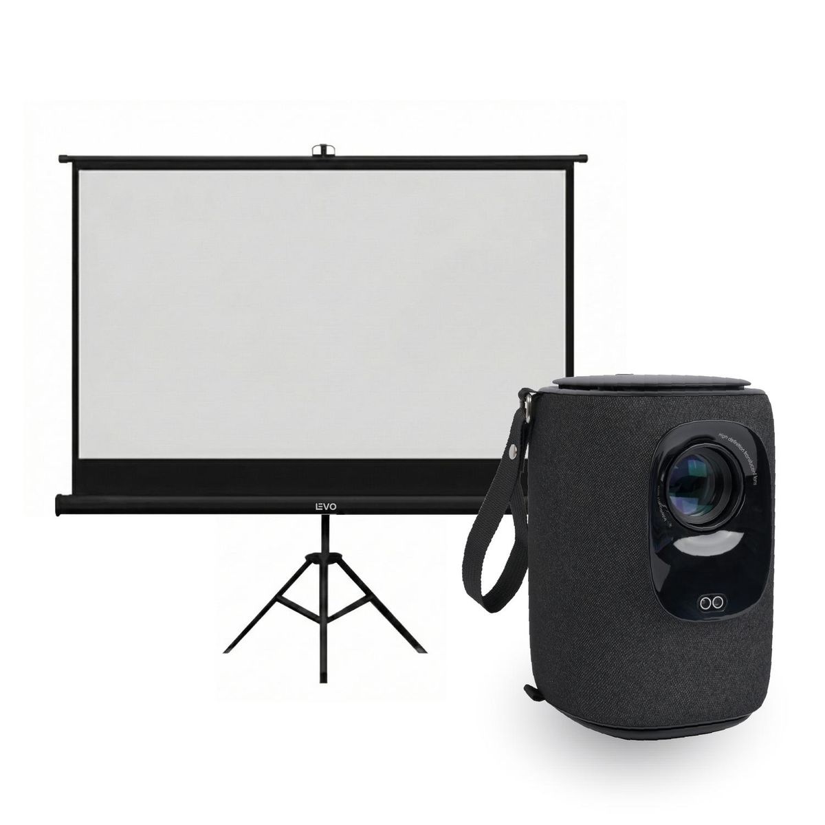 LEVO - Proyector Portatil Nova 9000lm + Telón 80" Negro LEVO