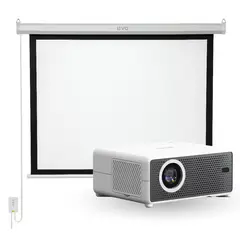 LEVO - Proyector Portatil Hexa 8000lm + Telón Electrico 80"
