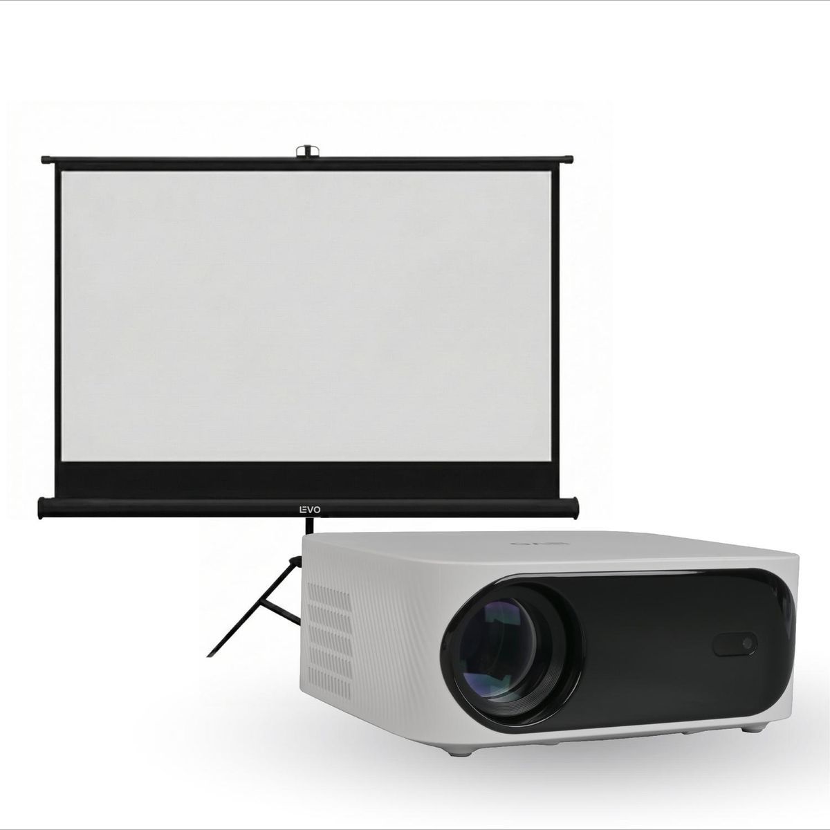 LEVO - Proyector Portatil Orion 12000lm + Telón 80" Negro LEVO