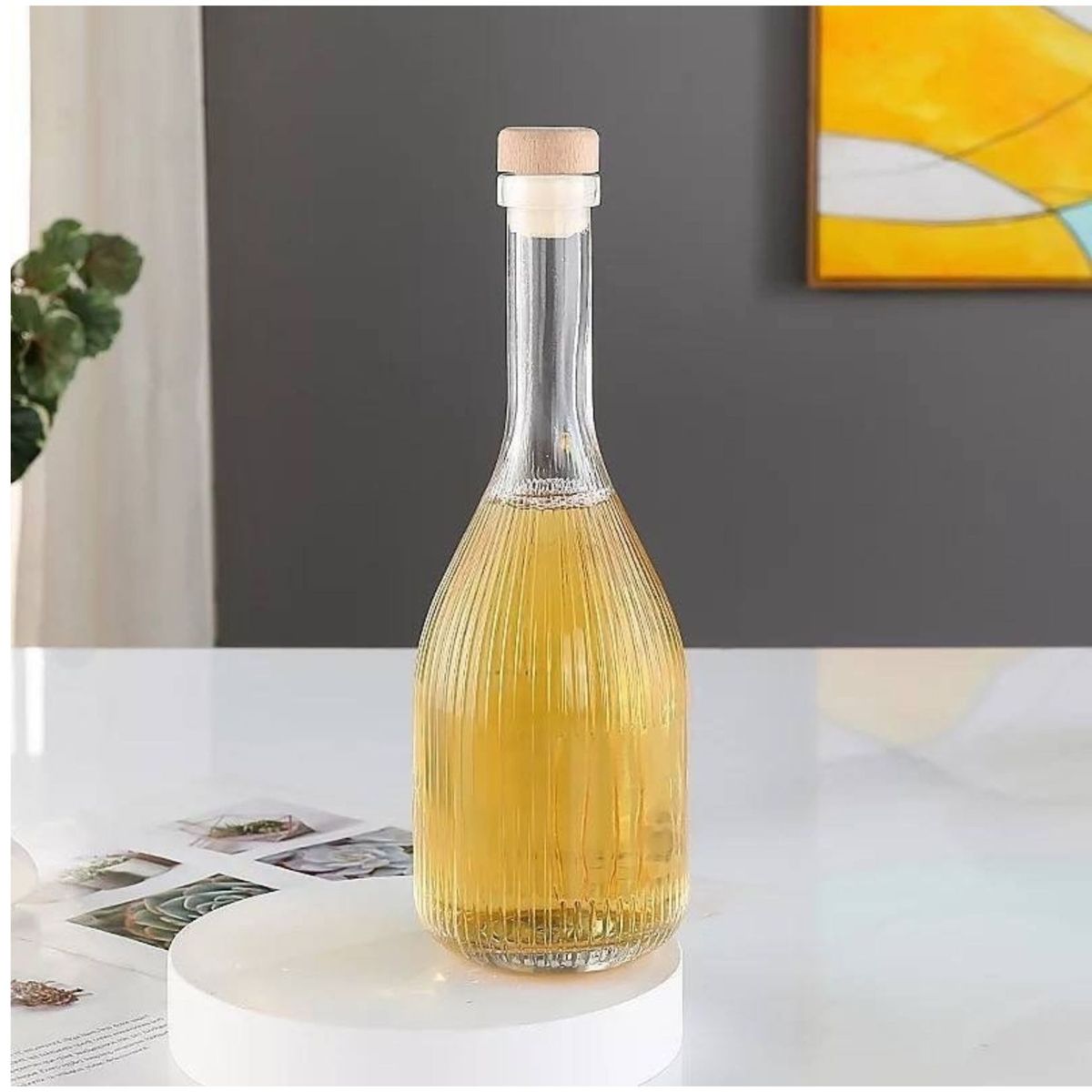 GENERICO - Botella Hermética Decantadora De Vidrio Con Tapa Tipo Corcho 375ml