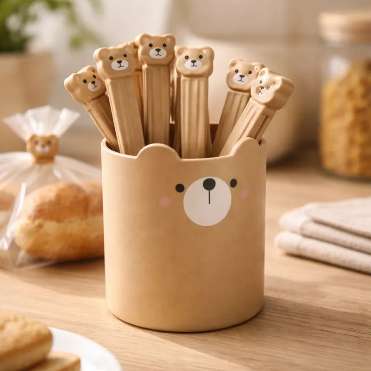 GENERICO - Set De Pinzas Para Sellar Bolsas Con Vaso De Oso Kawaii