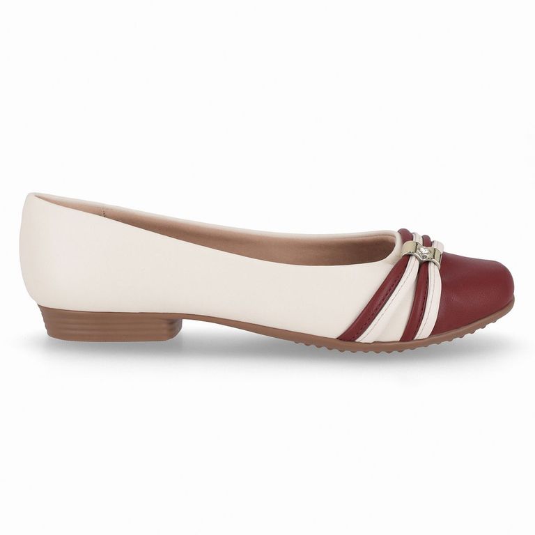 Ballerina Mujer Crema/Burdeo Raquel