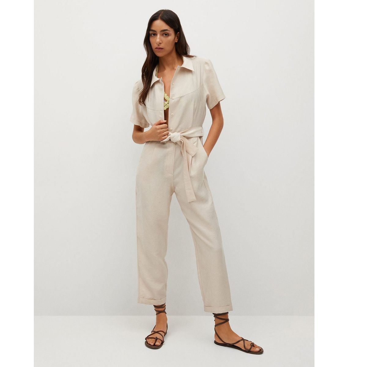 MANGO - Enterito Lyocell Cinturón Cora Mujer