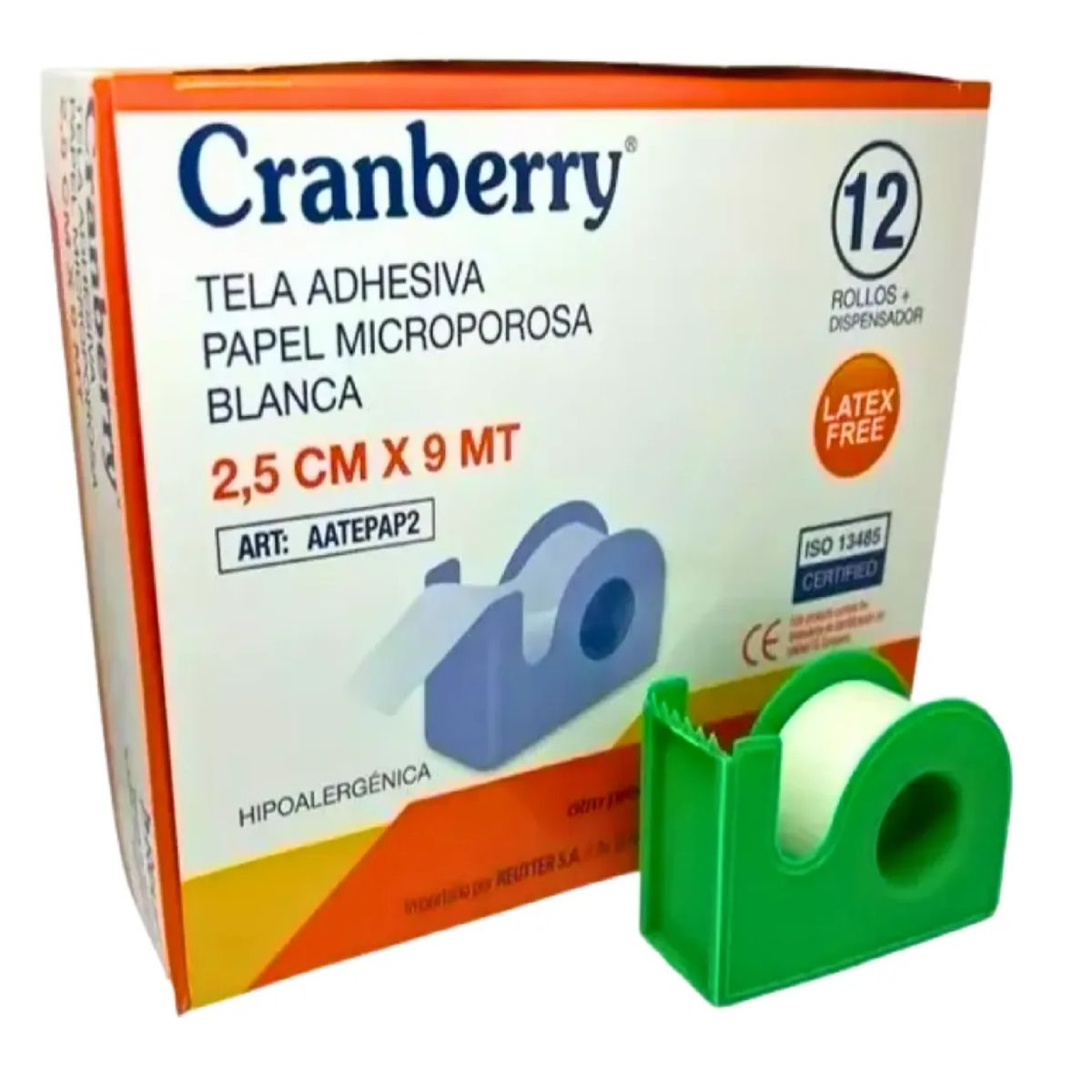 CRANBERRY - Tela Adhesiva Microporosa 2,5cm Con Dispensador Pack X12
