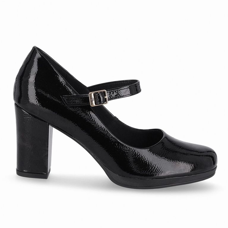 Zapato Mary Jane Mujer Negro/Charol Deise