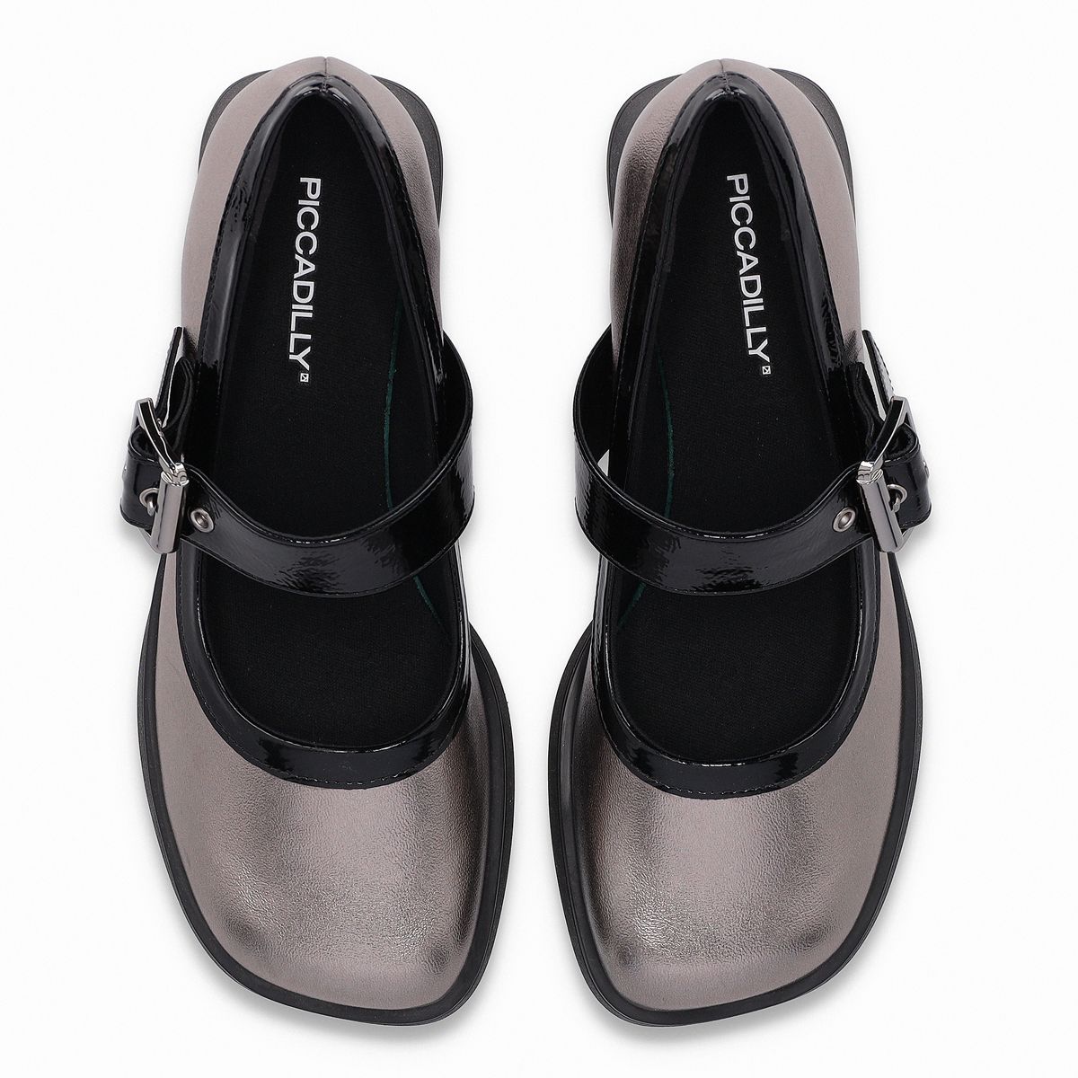 PICCADILLY - Zapato Mary Jane Mujer Peltre/Negro Francisca Piccadilly