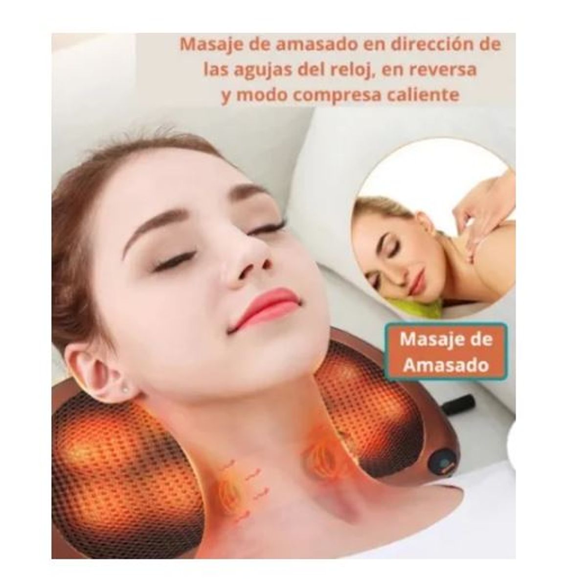 GENERICO - Masajeador Almohada Infrarrojo Auto Casa Cabezales