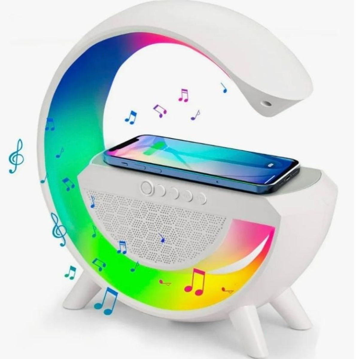 GENERICO - Lámpara De Mesa Altavoz Bluetooth Inteligente Atmósfera Color de la estructura Blanco