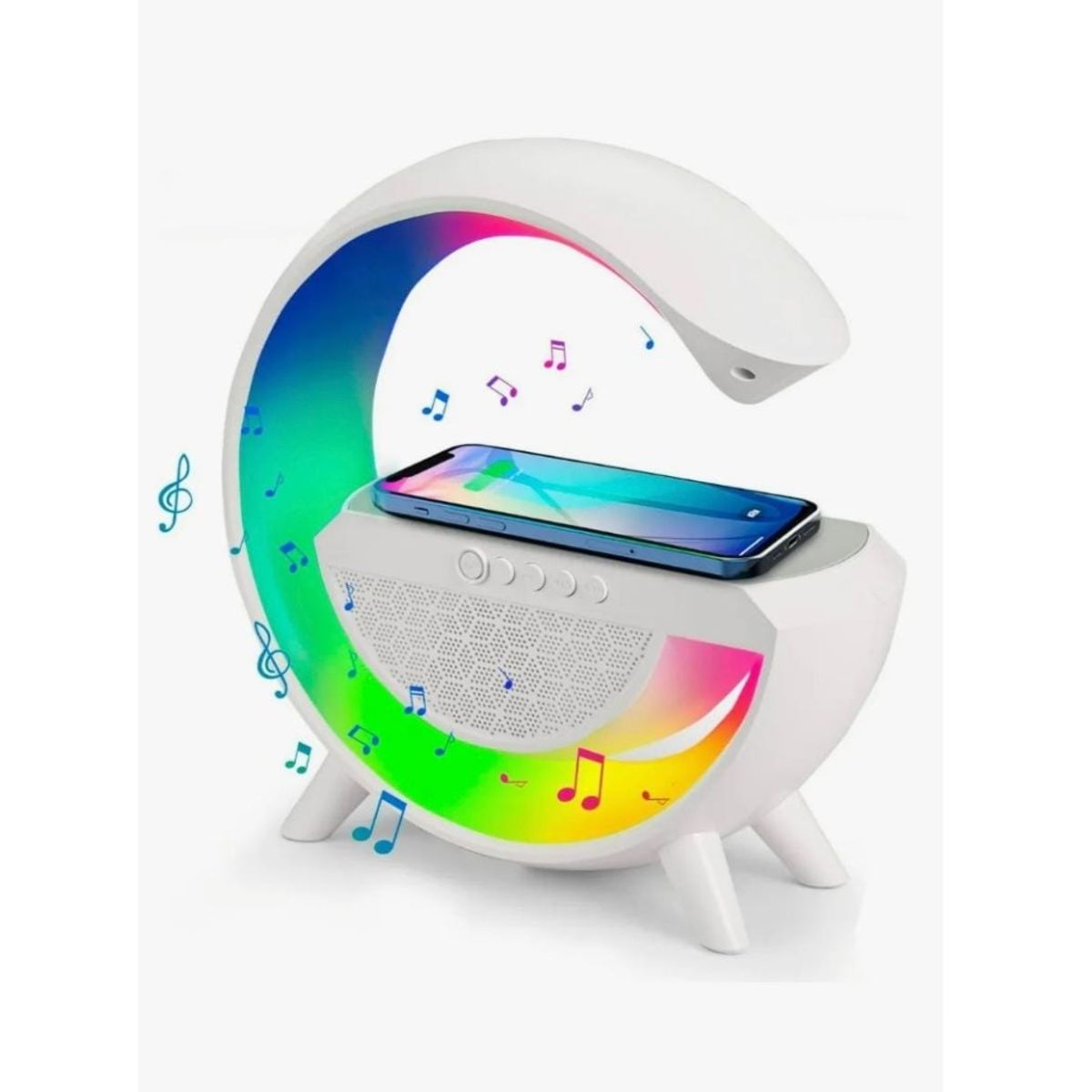 GENERICO - Lámpara De Mesa Altavoz Bluetooth Inteligente Atmósfera Color de la estructura Blanco