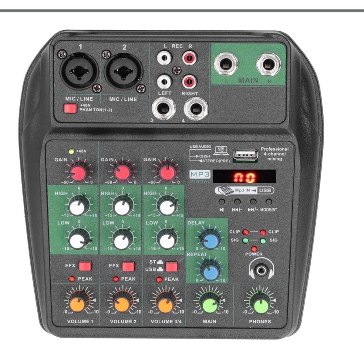 GENERICO - Mini mezclador de sonido, tablero de DJ portátil de 4 canales