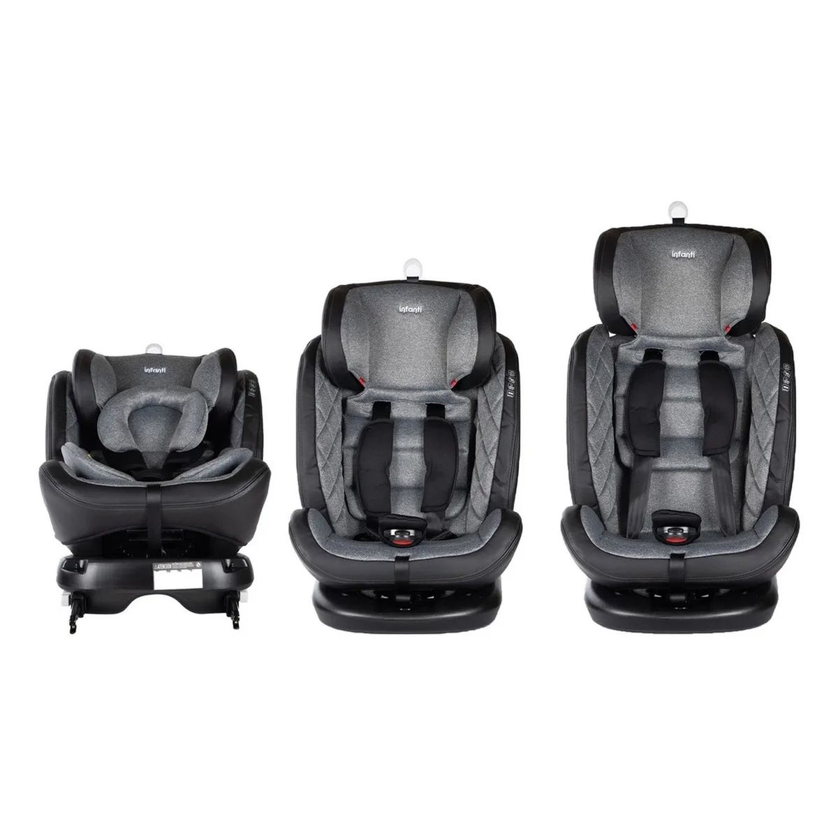 GENERICO - Silla De Auto Convertible Isofix 3 En 1 Ajustable Negra